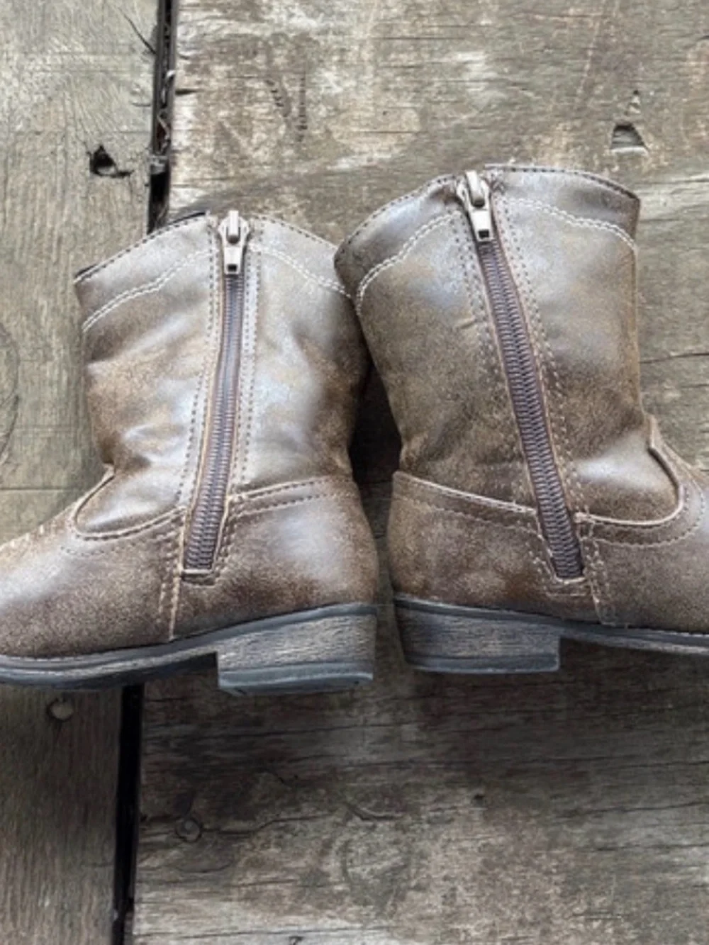 Toddlers size 7 Kids Brown Zip-Front Western Boots